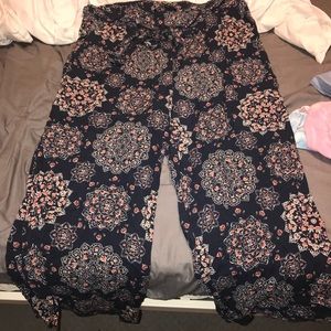 navy and orange wide leg flowy pant